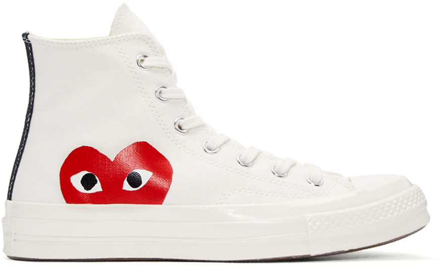 Comme des Garçons Play: Ivory Half Heart Converse Edition High-Top ...