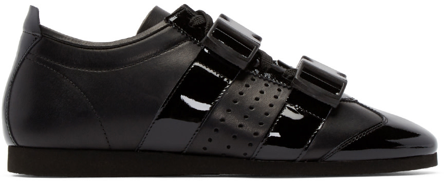 J.W.Anderson: Black Leather Buckle Sneakers | SSENSE