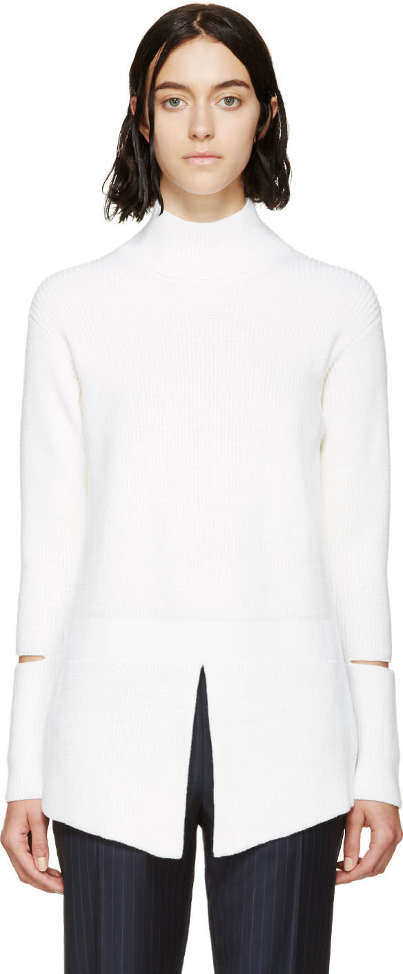 Stella McCartney: Ivory Vented Turtleneck Sweater | SSENSE