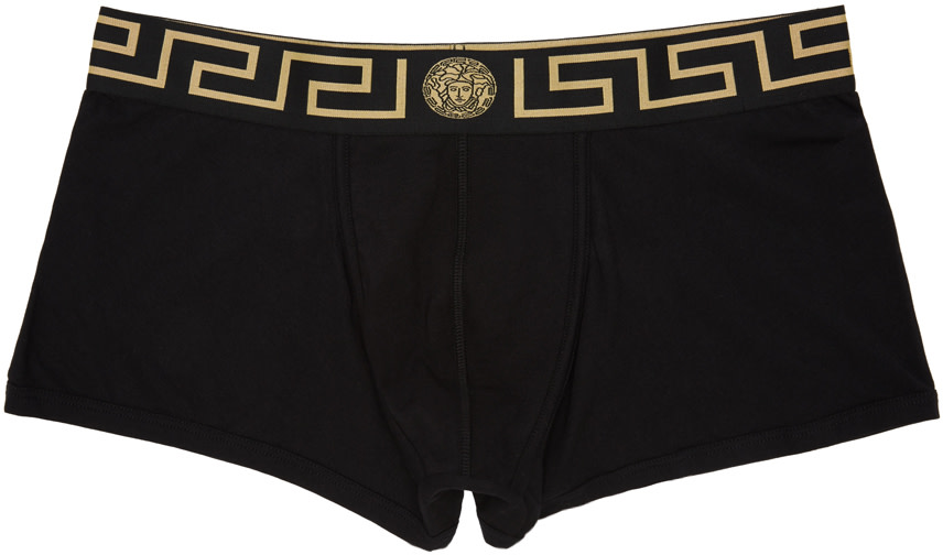 Versace Underwear: Black Boxer Briefs Two-Pack | SSENSE