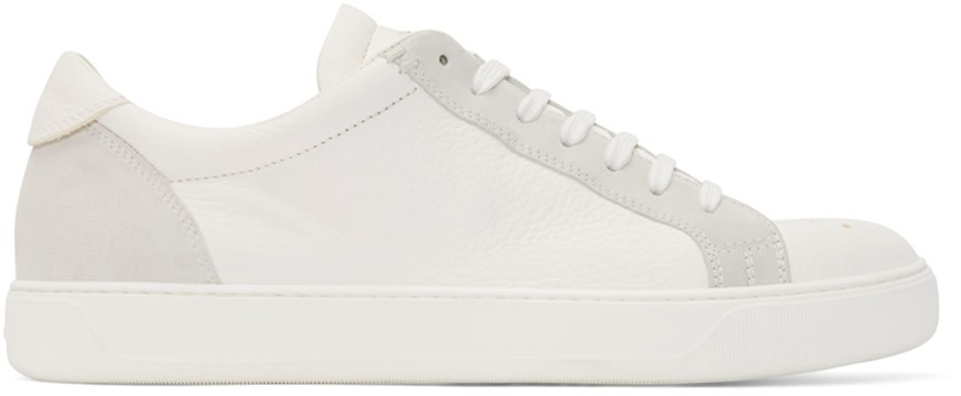 Moncler: White Leather & Suede Sneakers | SSENSE