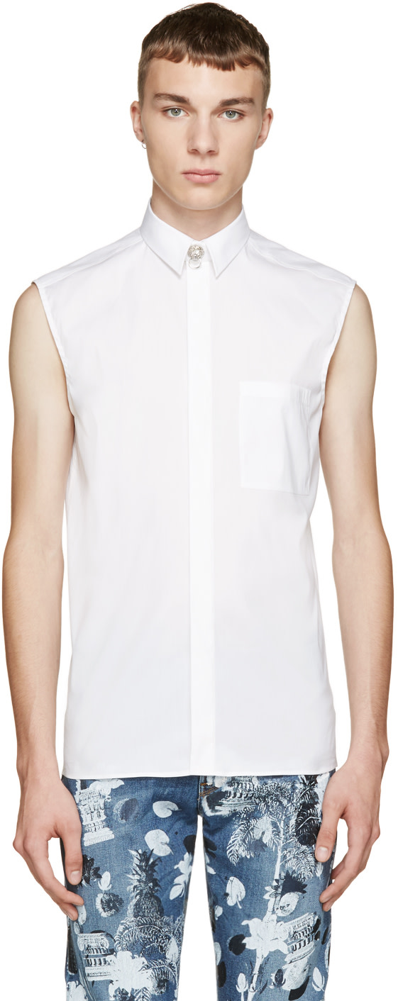 Versus: White Lion Head Knocker Anthony Vaccarello Edition Shirt | SSENSE