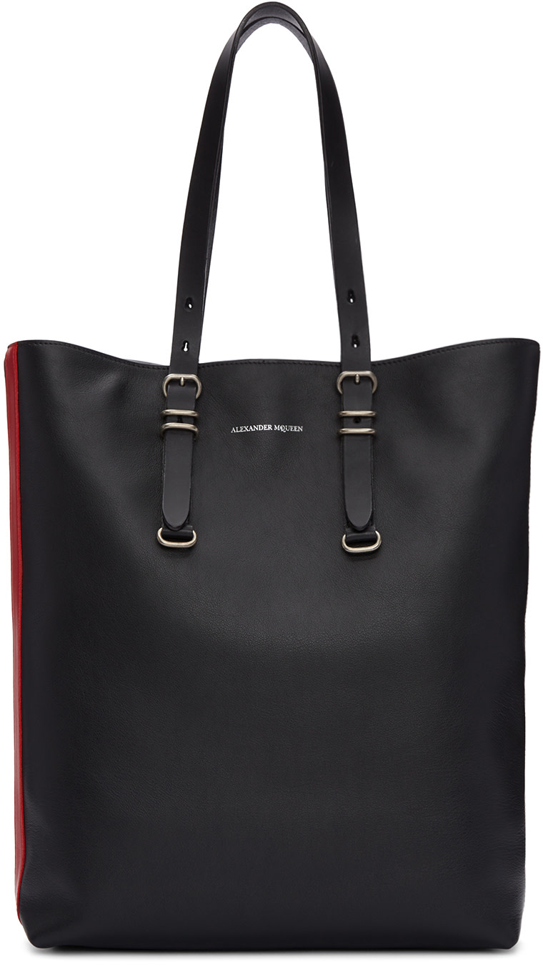 Alexander McQueen: Black Leather Tote Bag | SSENSE