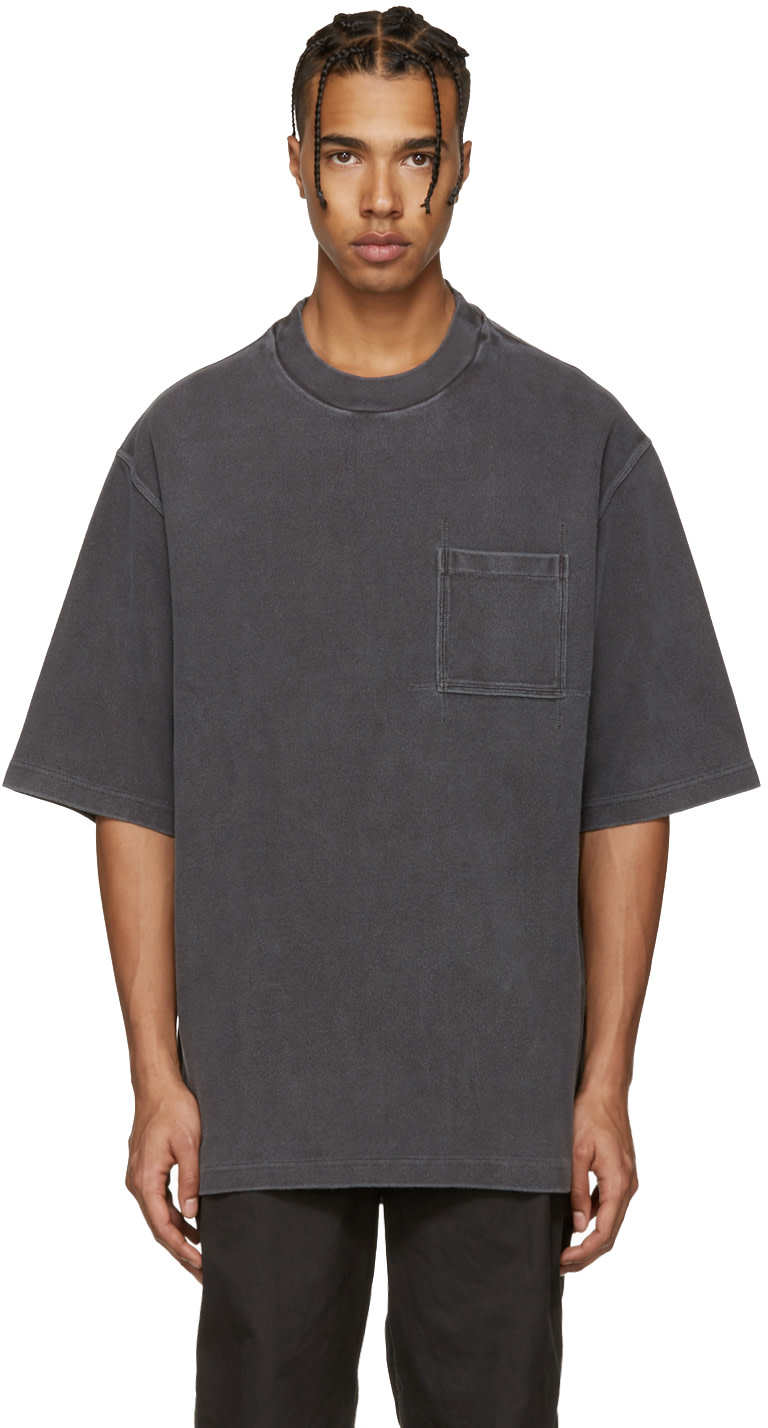 YEEZY Season 3: Grey Rugby Knit T-Shirt | SSENSE