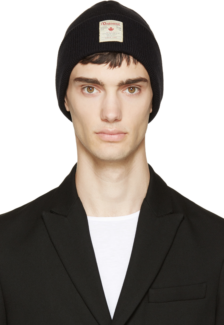 Dsquared2: Black Logo Patch Beanie | SSENSE