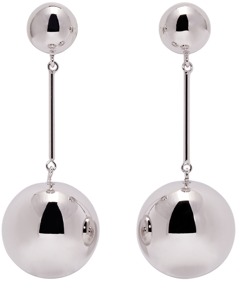 J.W.Anderson: Silver Sphere Drop Earrings | SSENSE