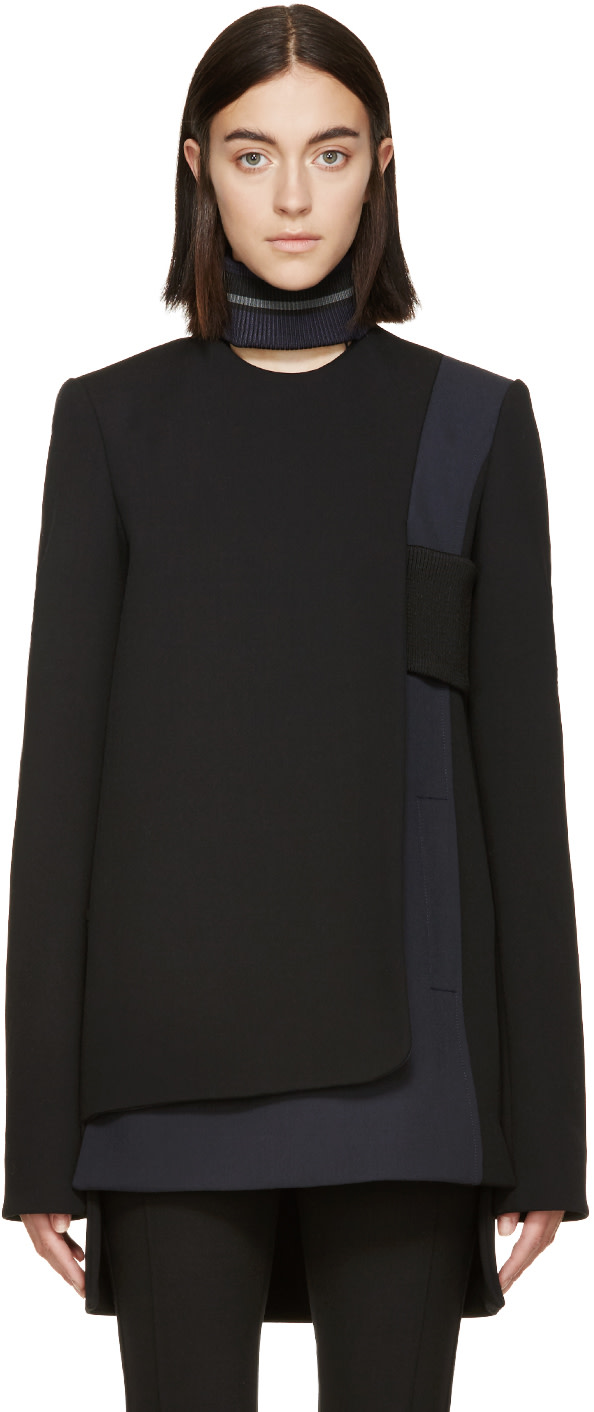 Paco Rabanne: Black & Grey Wool Panel Tunic | SSENSE