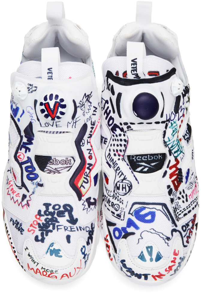 Vetements - White Reebok Edition Graffiti Instapump Fury Sneakers