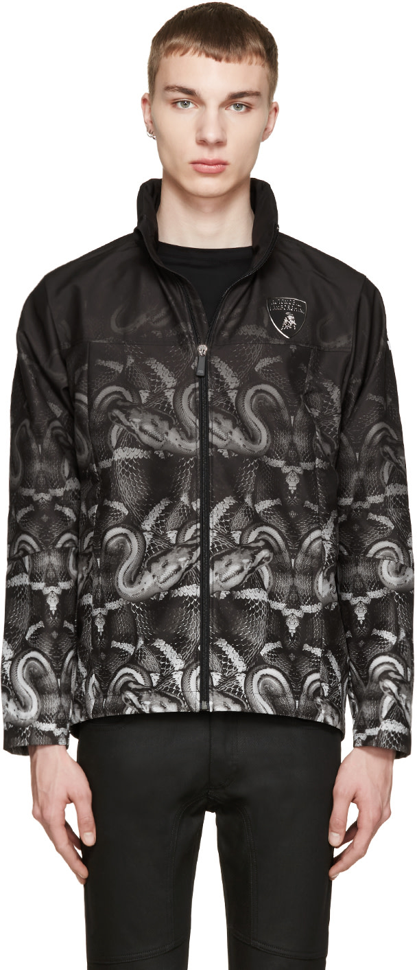 Marcelo Burlon County of Milan: Black & Green Lamborghini Snake Jacket ...