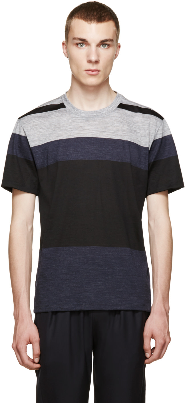 Paul Smith: Navy & Grey Colorblock T-Shirt | SSENSE