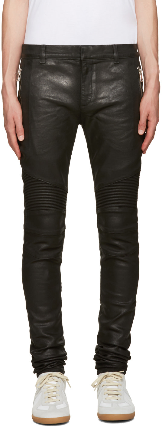 Balmain: Black Coated Super Skinny Jeans | SSENSE