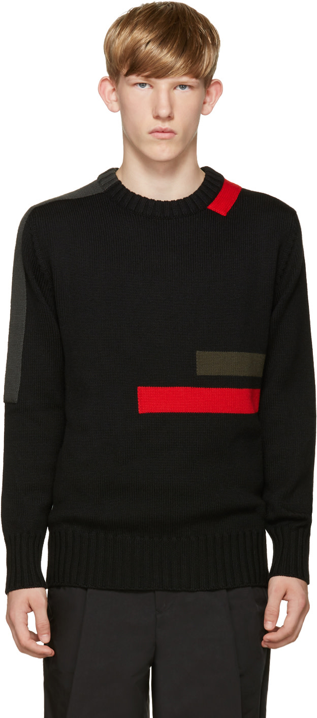 Jil Sander: Black Wool Stripes Sweater | SSENSE