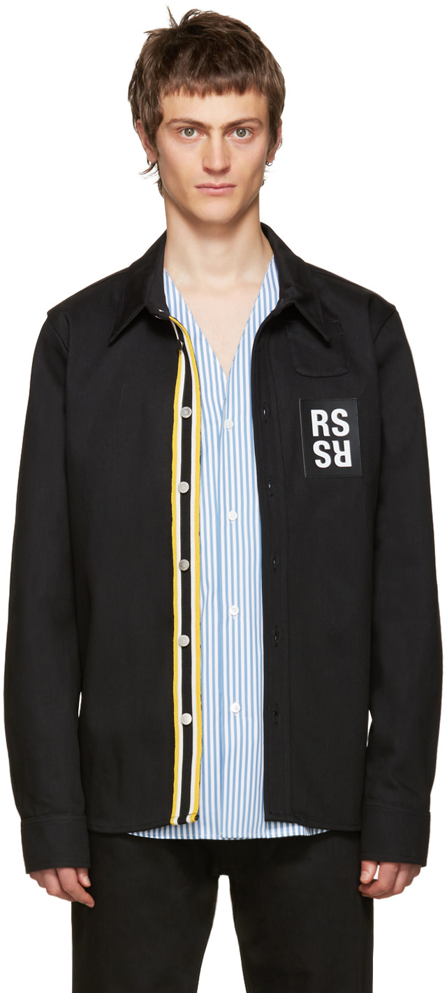 Raf Simons: Black Denim Patch Shirt | SSENSE