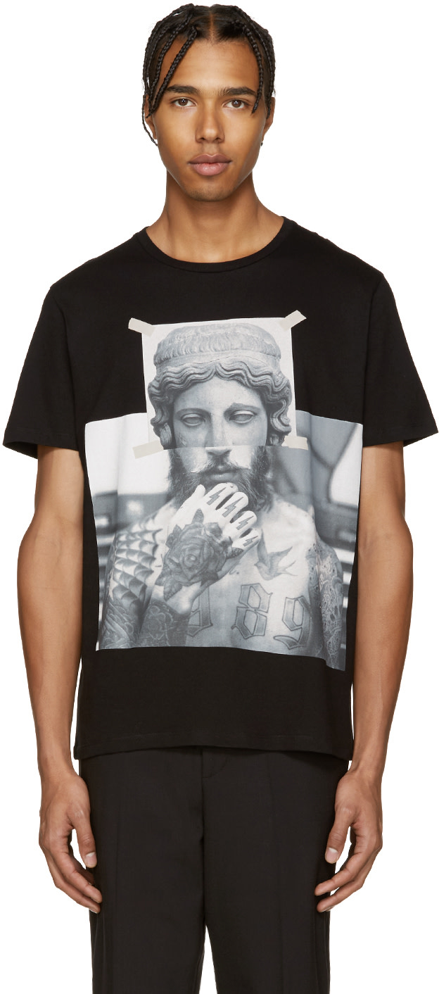 Neil Barrett: Black Tattooed Statue T-Shirt | SSENSE