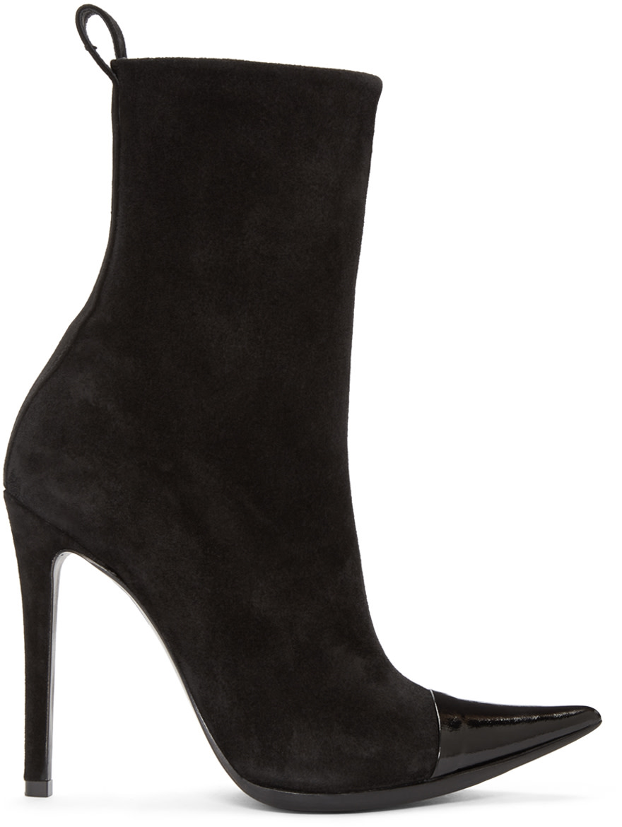 Haider Ackermann: Black Patent Cap Toe Boots | SSENSE