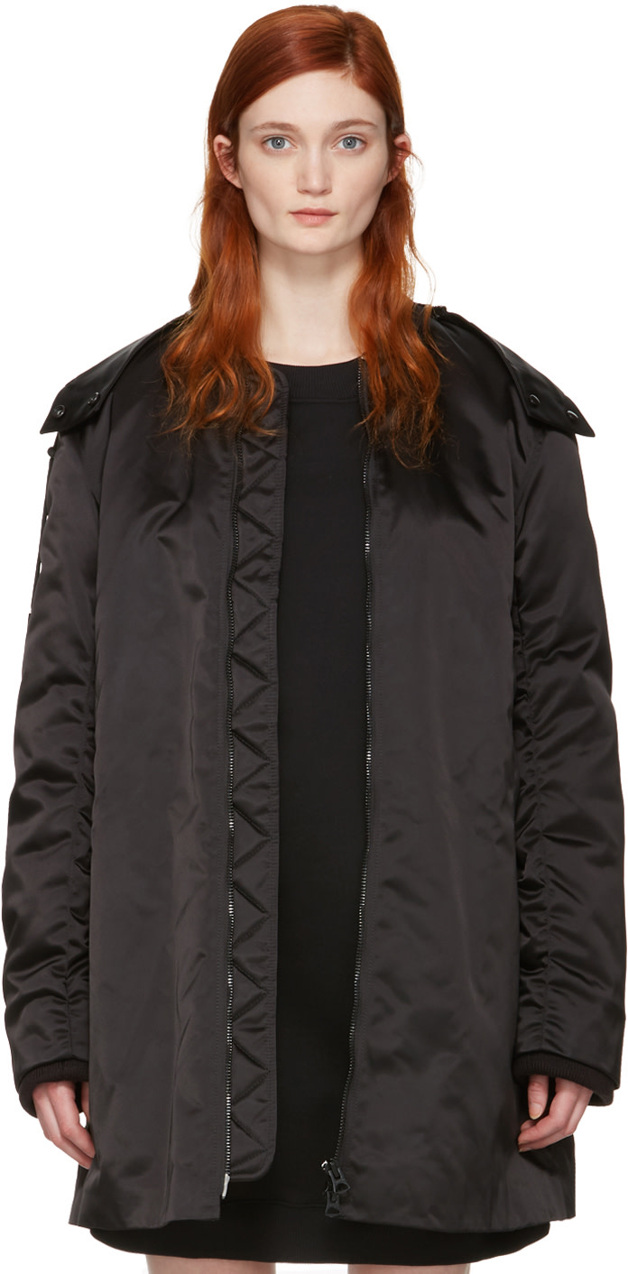 Click to view more detailed imagery on our partner's website Acne Studios Lexi Ruched Satin Bomber Jacket In Black