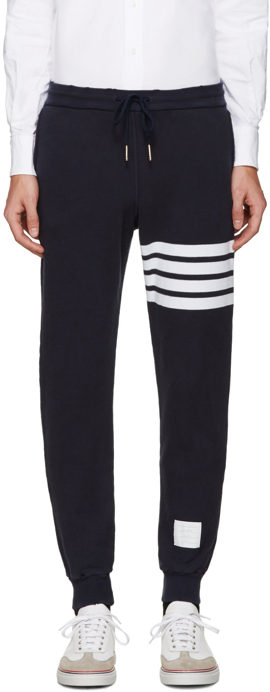 Thom Browne: Navy Cropped Lounge Pants | SSENSE