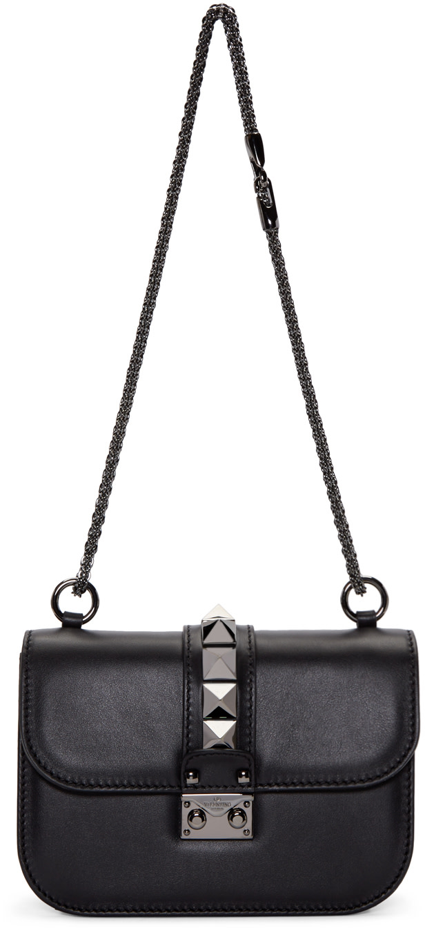 Valentino: Black Small Lock Bag | SSENSE