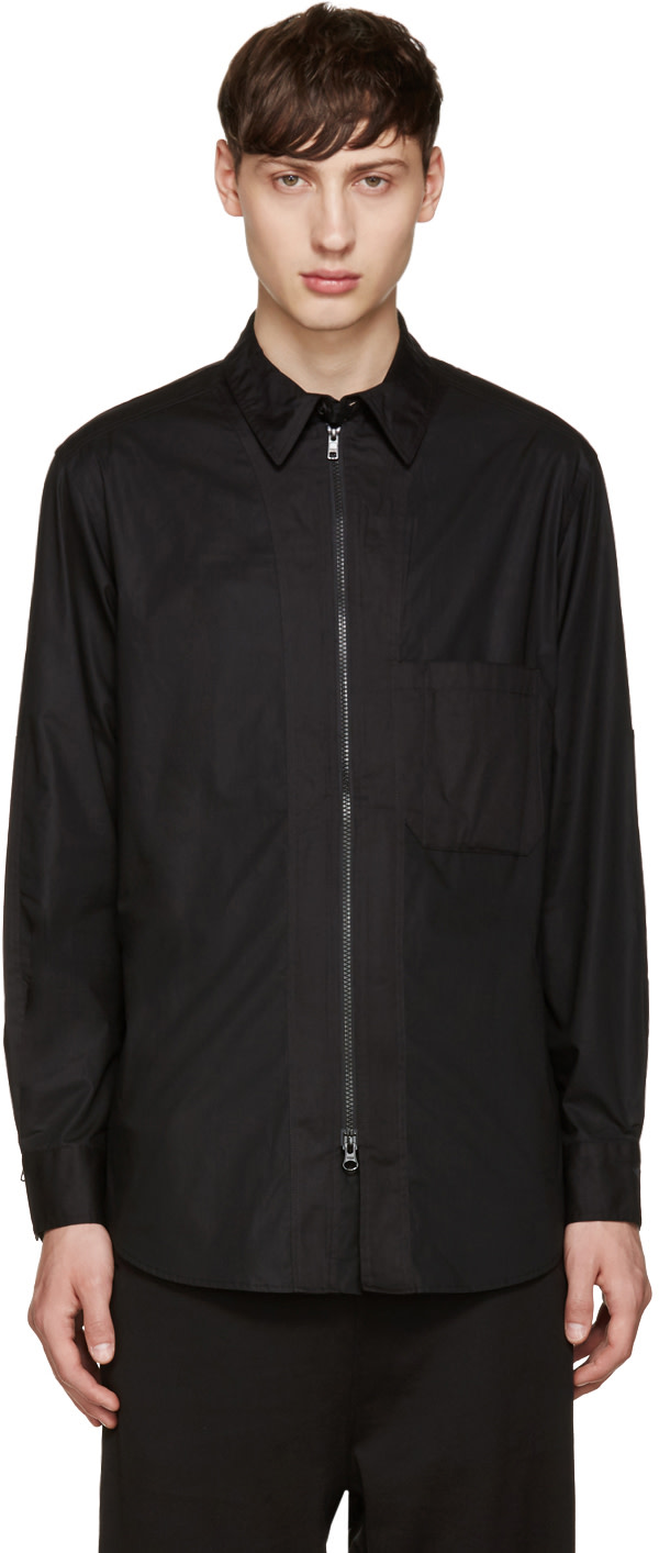 Y-3: Black Co Zip Shirt | SSENSE