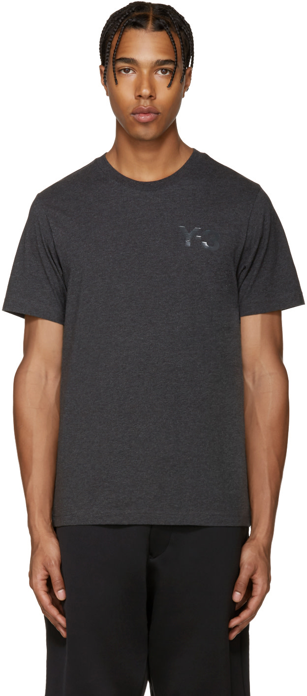 Y-3: Grey Logo T-Shirt | SSENSE