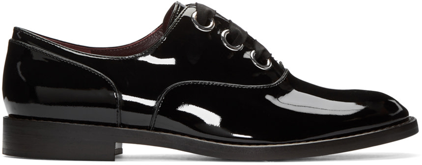 Marc Jacobs: Black Patent Leather Helena Oxfords | SSENSE