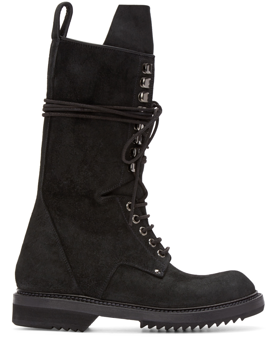 Rick Owens Black High Chukka Boots SSENSE