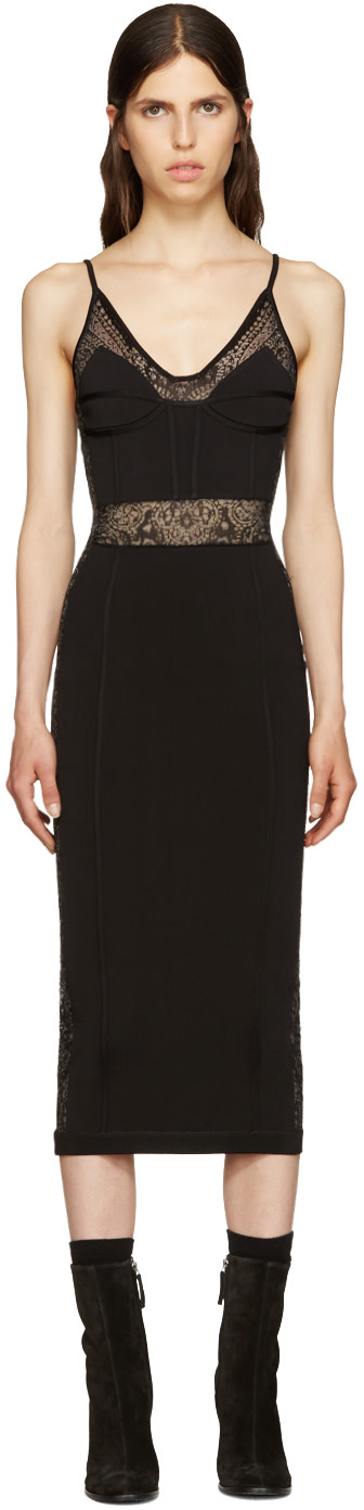 Balmain: Black Knit Panelled Dress | SSENSE