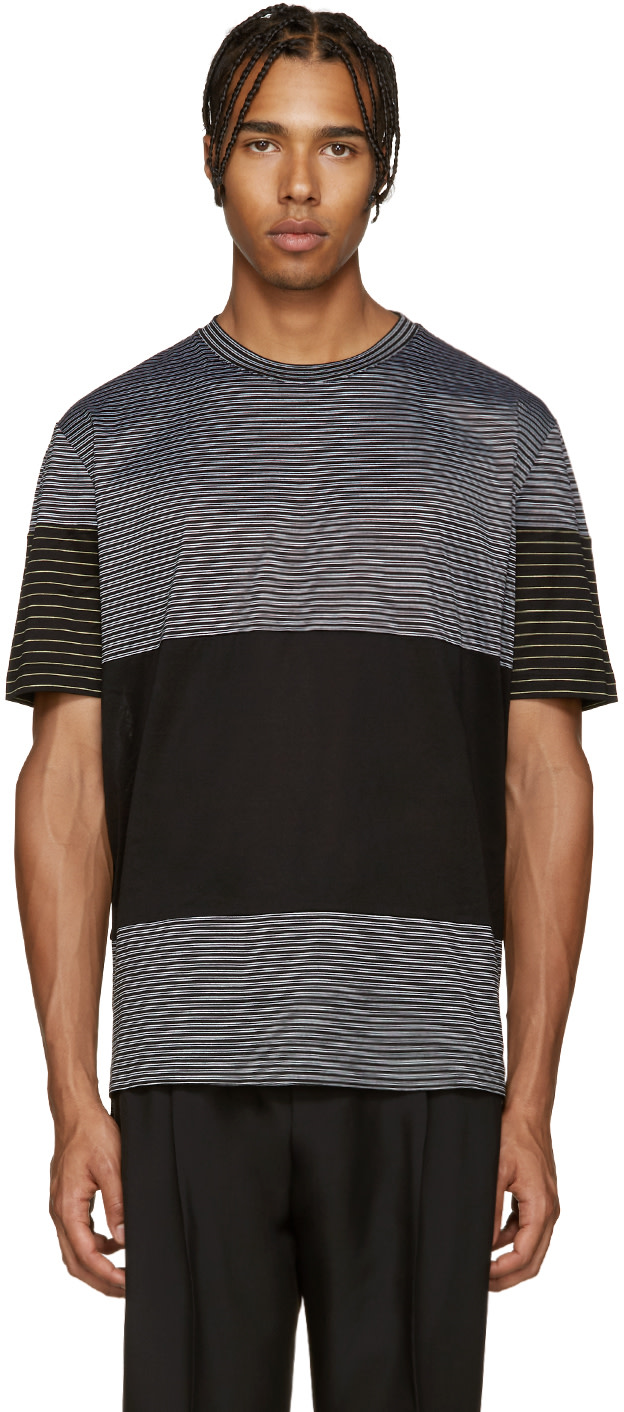 Lanvin Black Striped Mix T Shirt Ssense lanvin black striped mix t shirt ssense