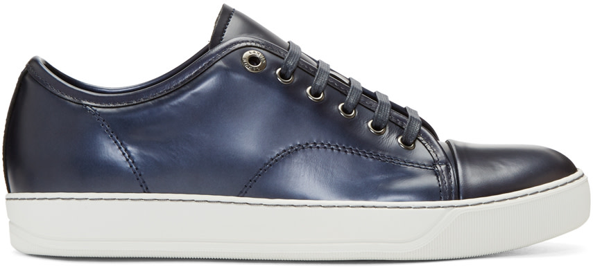 lanvin navy suede sneakers