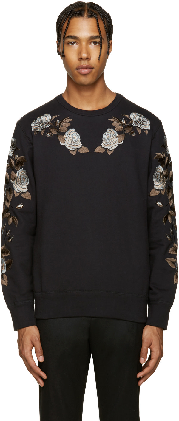 Alexander McQueen: Black Floral Pullover | SSENSE