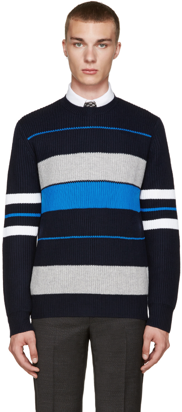 Givenchy: Navy Striped Sweater | SSENSE