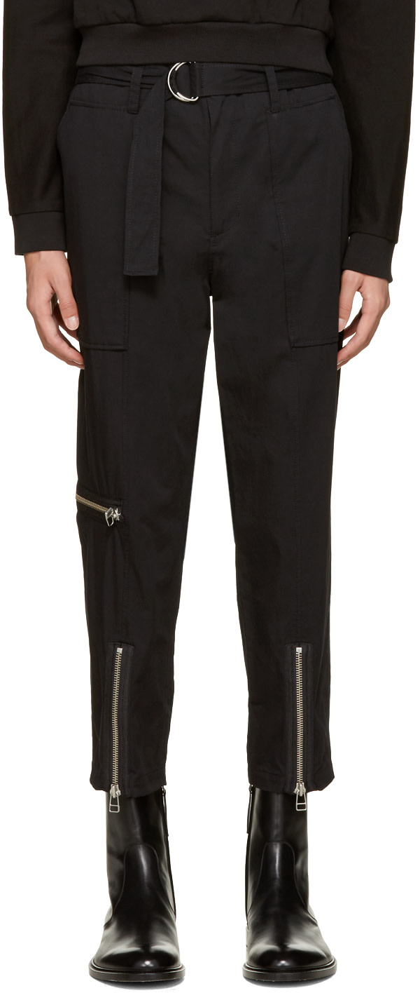 3.1 Phillip Lim: Black Belted Cropped Trousers | SSENSE