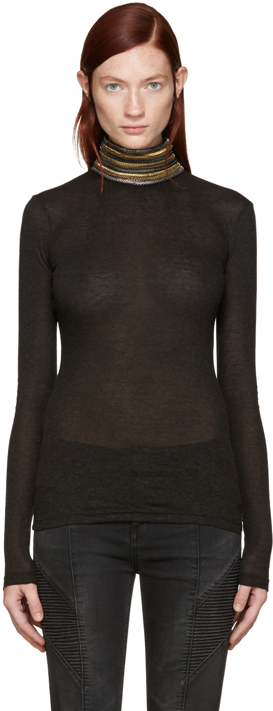 Pierre Balmain: Black Chain Embellished Turtleneck | SSENSE