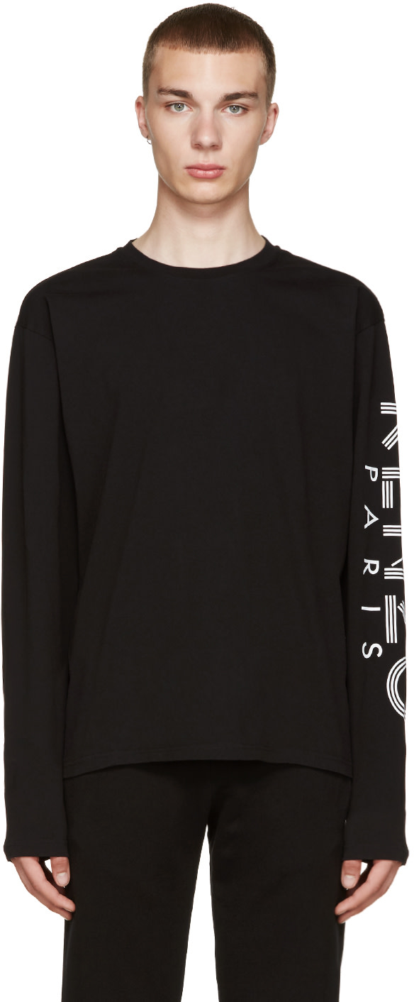 Kenzo: Black Sleeve Logo T-Shirt | SSENSE