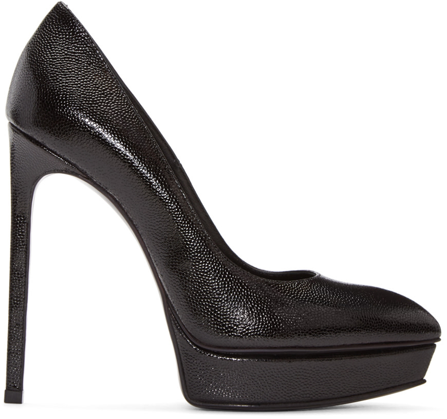 Saint Laurent: Black Platform Janis Heels | SSENSE