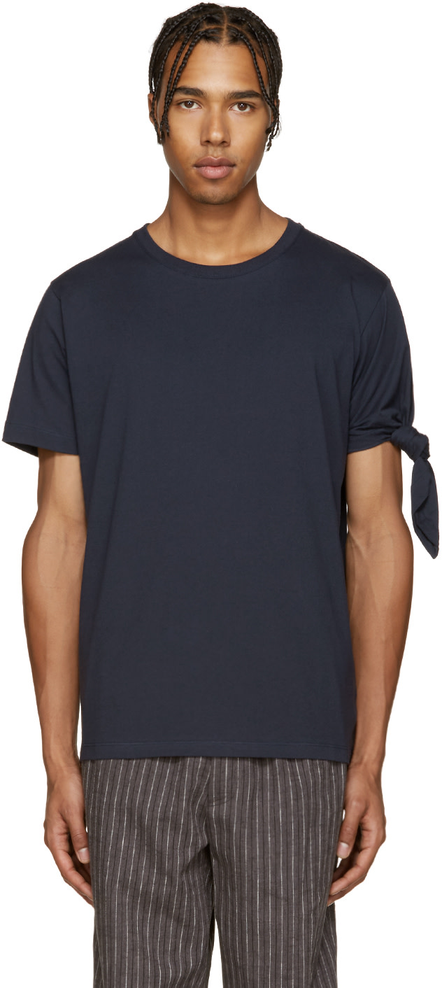 J.W.Anderson: Navy Single Knot T-Shirt | SSENSE