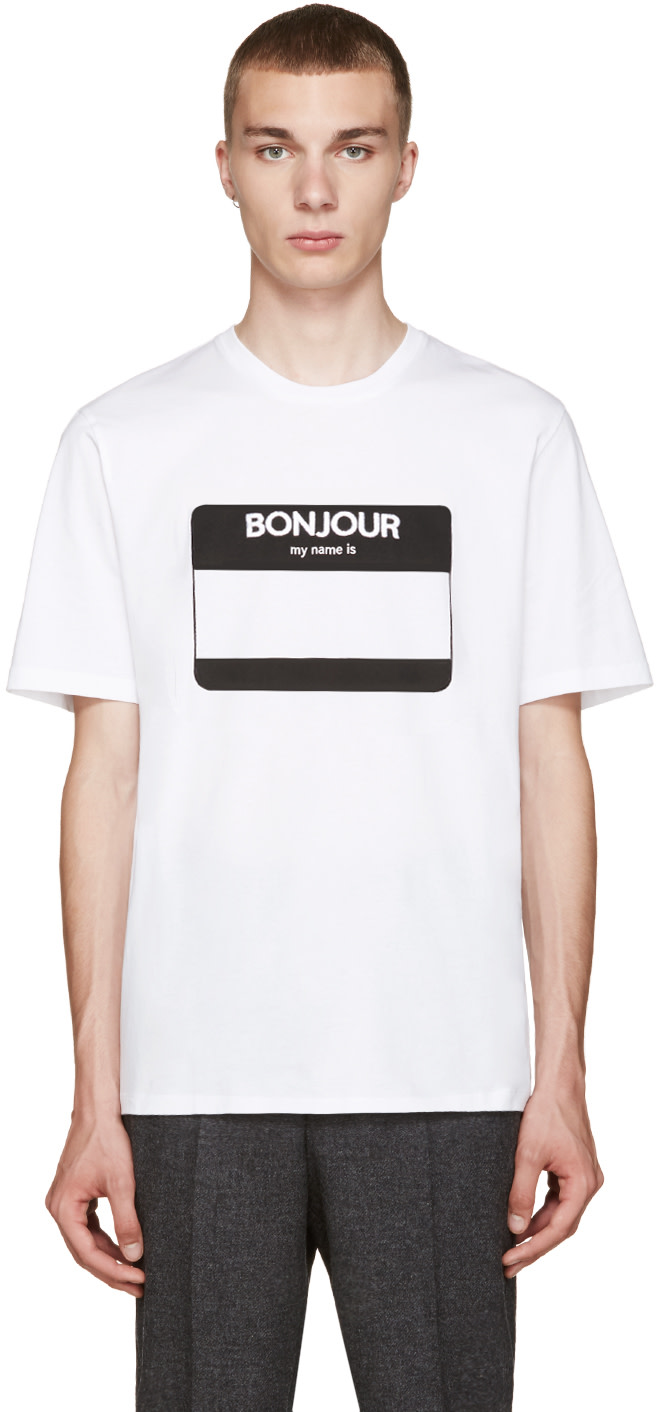 AMI Alexandre Mattiussi: White Name Tag T-Shirt | SSENSE