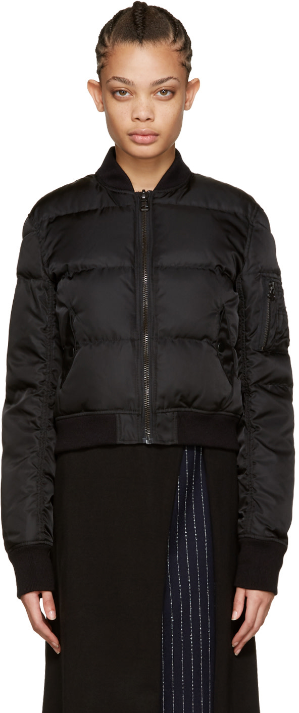 Facetasm: Black Down Puffy Bomber Jacket | SSENSE