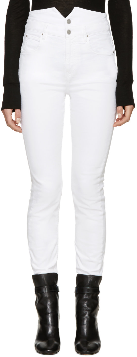 Isabel Marant Etoile: White High-Rise Earley Jeans | SSENSE