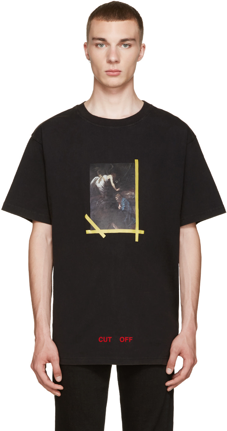 Off-White: Black Annunciazione T-Shirt | SSENSE