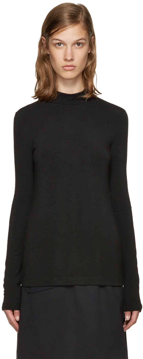 Jil Sander Navy: Black Jersey Turtleneck | SSENSE