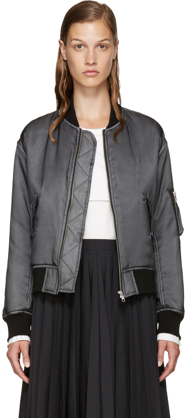 Noir Kei Ninomiya: Grey Organdy Bomber Jacket | SSENSE