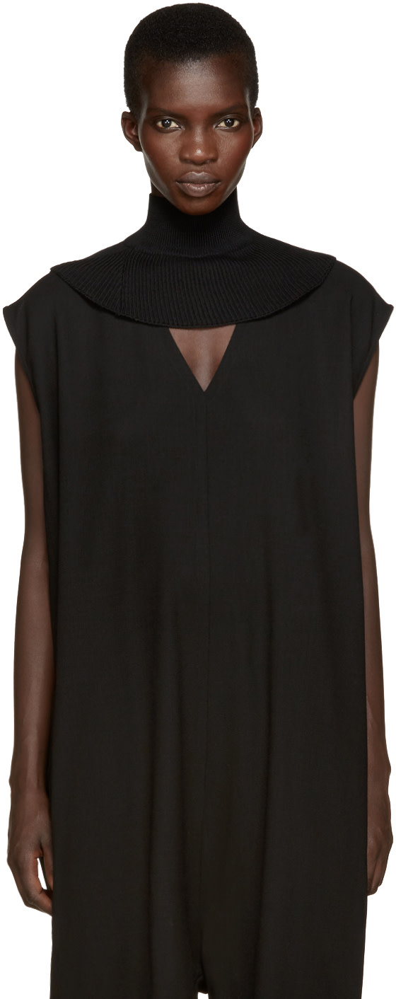 Y's: Black Mock Neck Collar | SSENSE