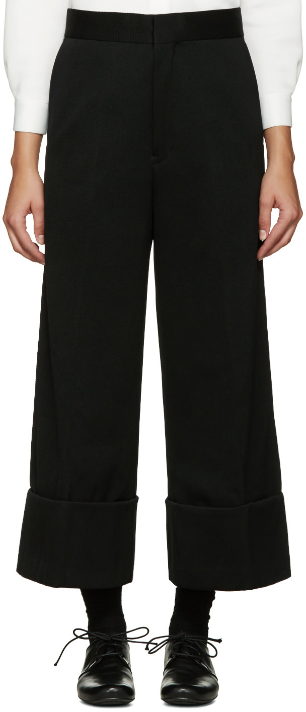 Y's: Black Wide-Leg Chino Trousers | SSENSE