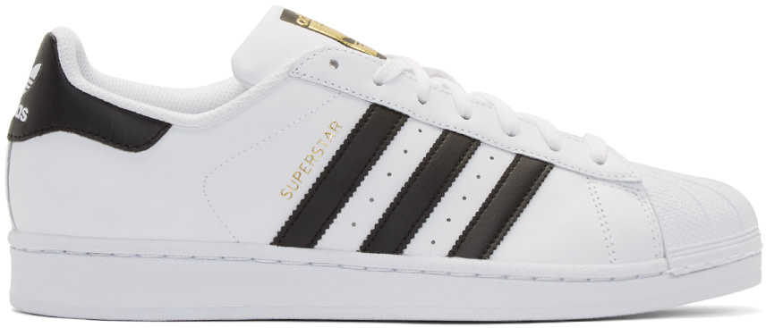 adidas Originals: White & Black Superstar Sneakers | SSENSE