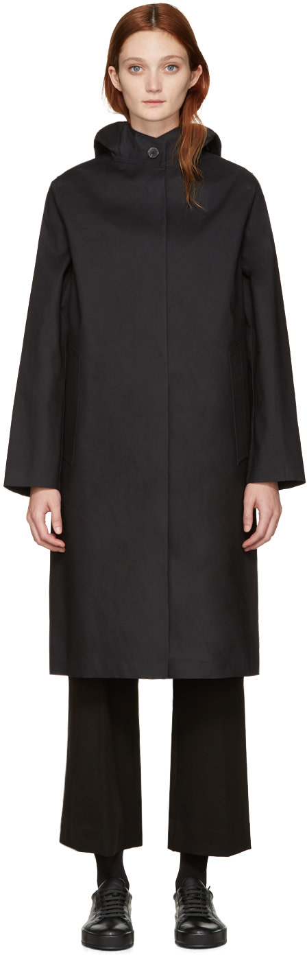 Mackintosh: Black Long Hooded Coat | SSENSE