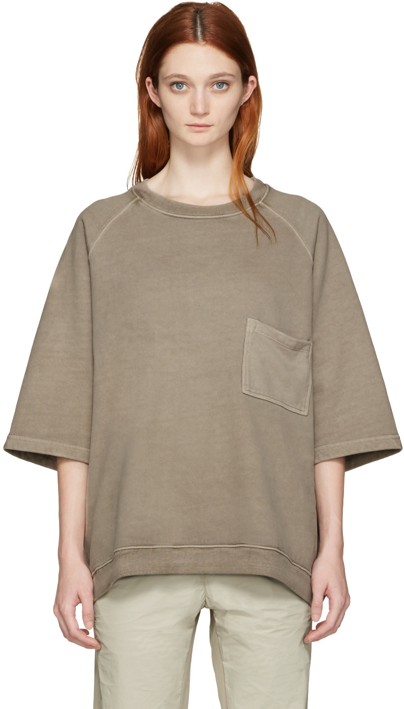 YEEZY Season 3: Taupe Cropped Sleeve Raglan T-Shirt | SSENSE