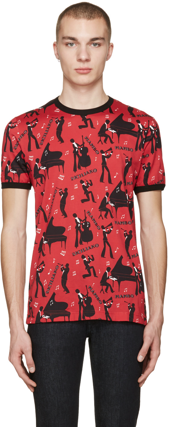 Dolce & Gabbana: Red 'Mambo' T-Shirt | SSENSE