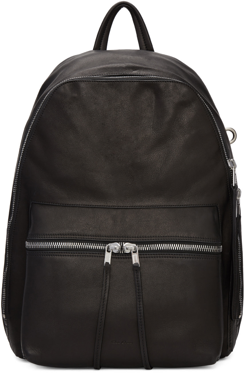 Rick Owens: Black Leather Backpack | SSENSE