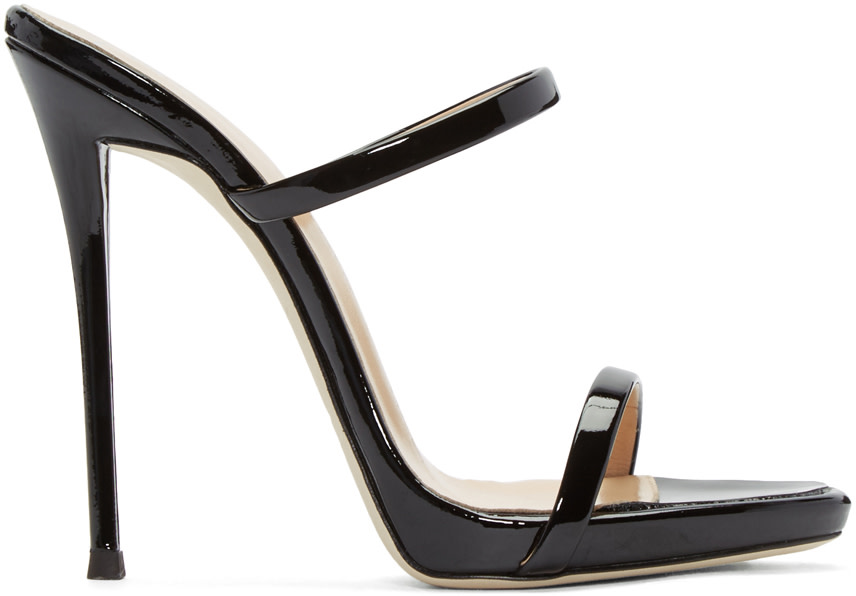 Giuseppe Zanotti: Black Patent Leather Sandals | SSENSE